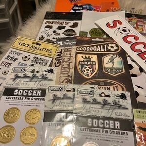 Soccer, cheerleading, edging scrapbook bundle. Tons of fun scrapbook supplies.